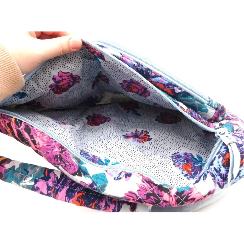 Vera Bradley Neon Blossom Blooms Sling Backpack Floral Purple Flowers Bag